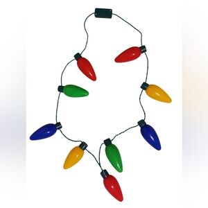 NEW NORTHLIGHT 16" GREEN & RED FLASHING RETRO CHRISTMAS BULB NECKLACE 🎄❤️